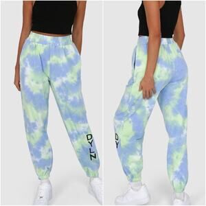 NWT BY.DYLN Green & Blue Sky Tie Dye Hudson Jogger Sweat Pants Size S